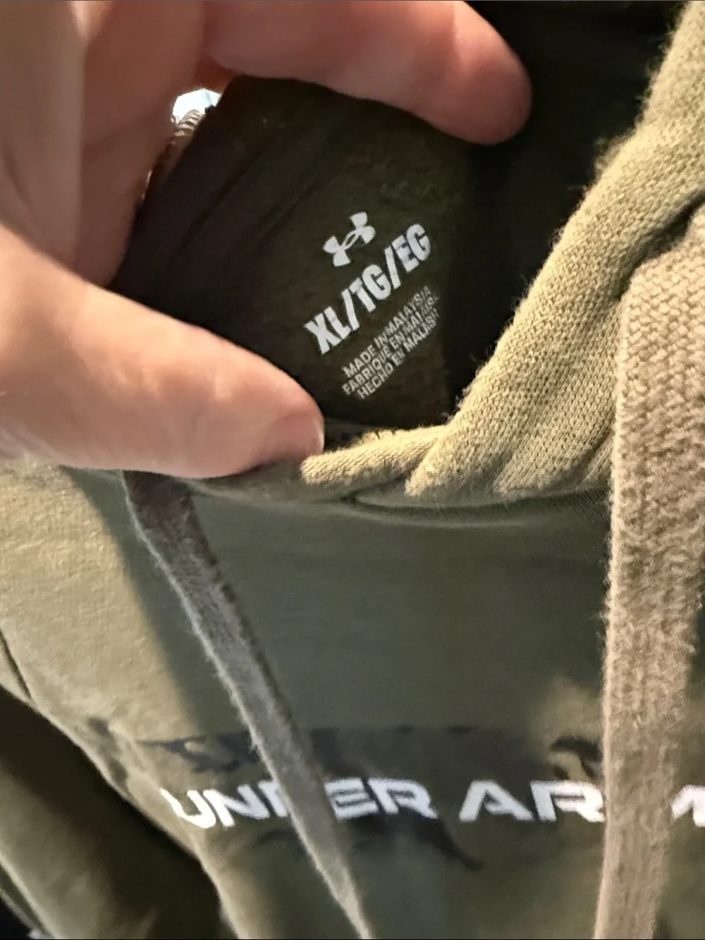 Under Armour Men's Olive Green Crewneck Hoodie with Logo Panel